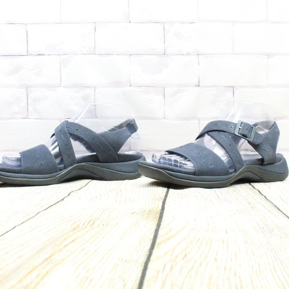 Clarks Springers Sun Lauren Navy Leather Ankle Strap Sandals Size 6.5 M - Picture 2 of 7